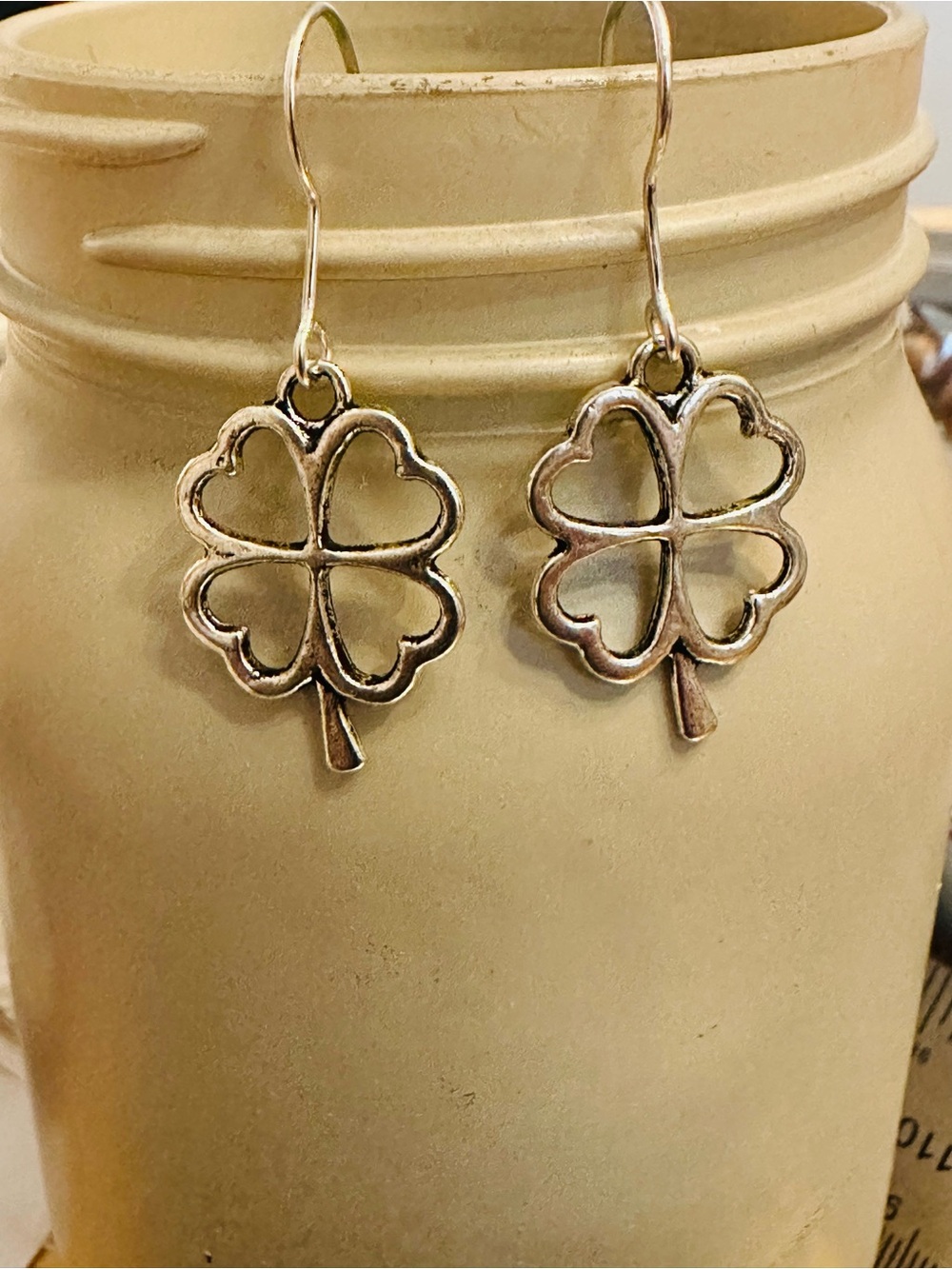 Silver plated  Clover Drop Earrings